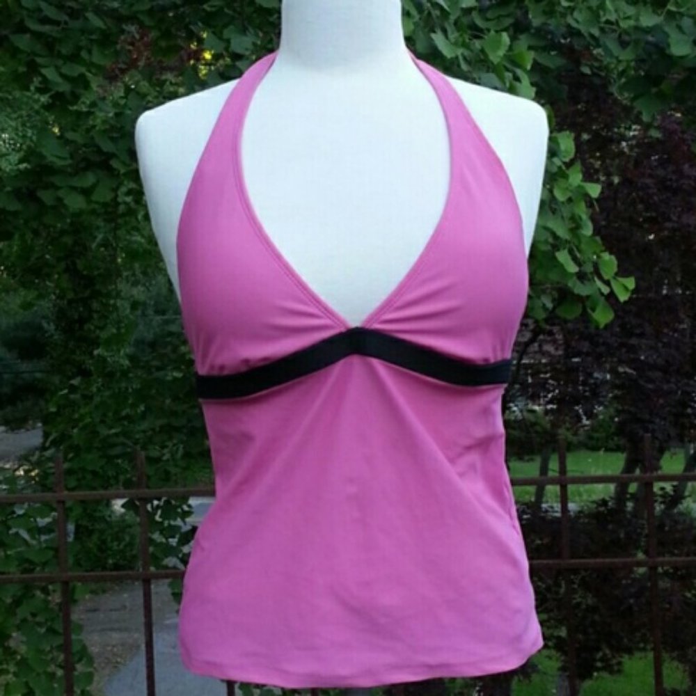 LAUREN Ralph Lauren Halter Barbie Pink tankini bathing swim top sz 10